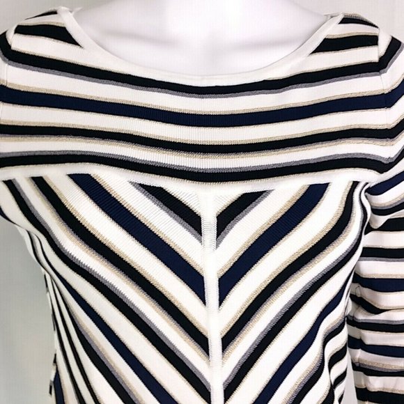 WHITE HOUSE BLACK MARKET Stripe Sweater R45 - Picture 2 of 7